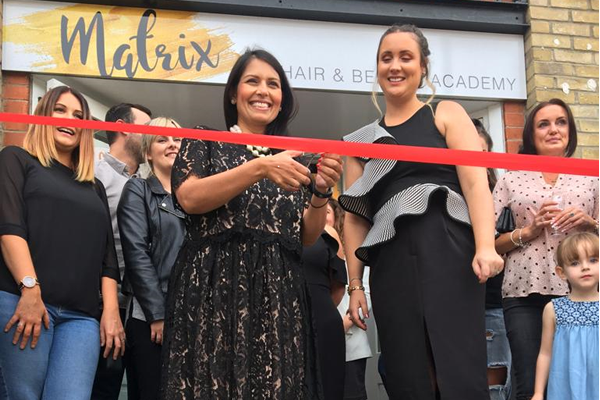 Priti Patel opens new beauty academy in Colchester