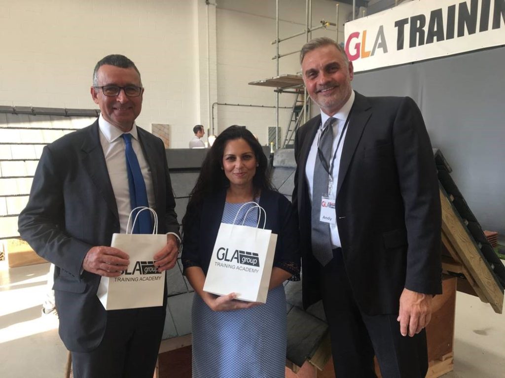 Priti Patel attends launch of new GLA Roofing Training Academy in Colchester