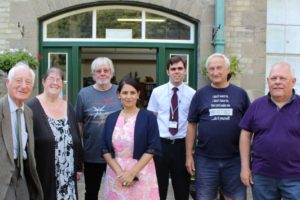 Priti Patel (centre) with Trustees and staff at the Museum of Power, Maldon.