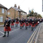 The Remembrance Sunday march on its way to the Witham War Memorial.
