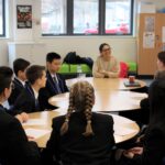 Priti Patel MP in conference with year 7-11 students at New Rickstones Academy.