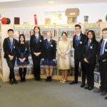 Priti Patel with the year 7-11 students who took part in the discussion session.