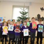 All of the Acorn Academy pupils who took part in the Christmas card competition with Priti Patel MP