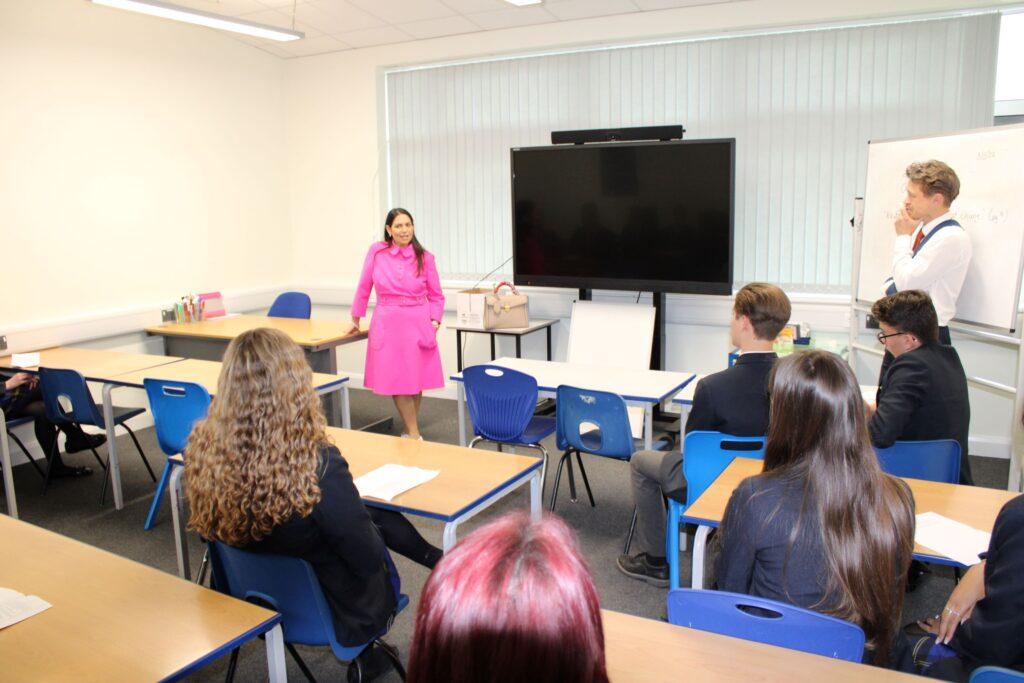 Priti Patel MP visits The Stanway School to talk to students about the key issues