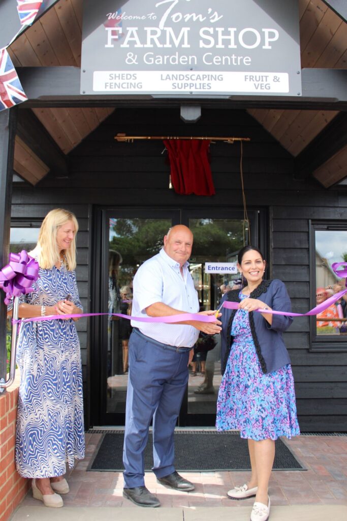 Priti Patel opens the £500k new look Tom’s Farm Shop & Garden Centre